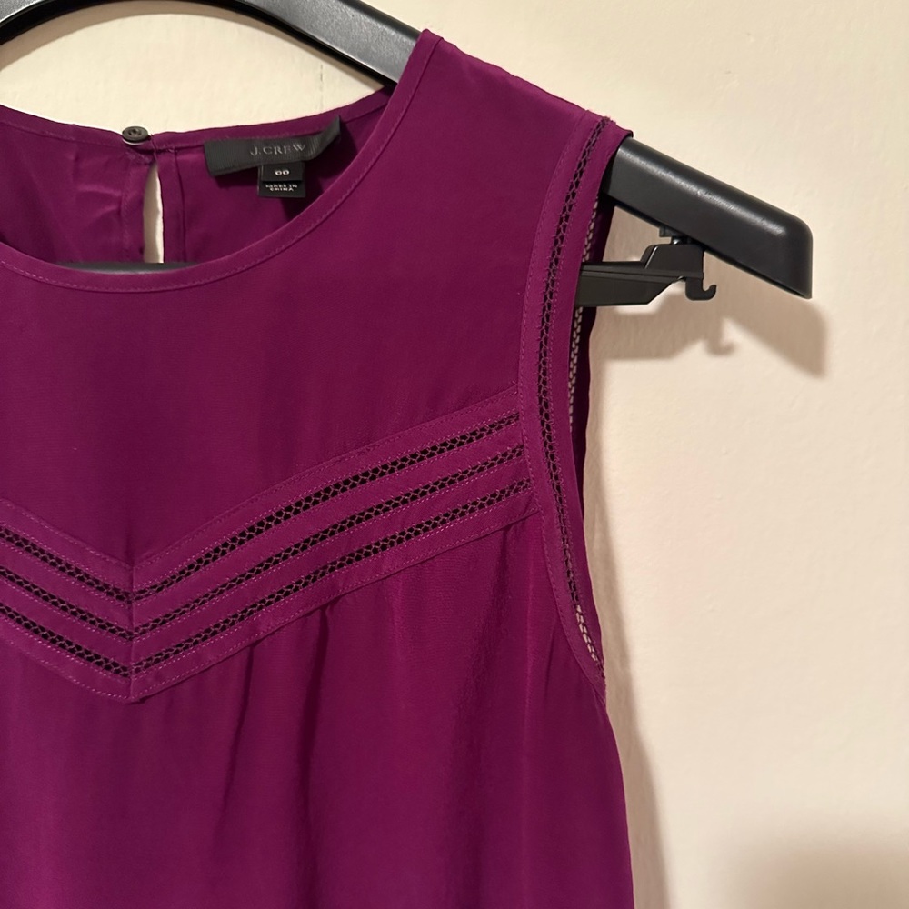 J.Crew 100% Silk Sleeveless Blouse in Beautiful Purple - Size 00 - Picture 6 of 6